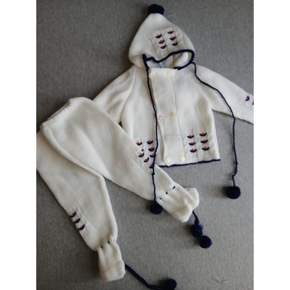 Carriage Boutique Jacket 9-12 Month Set Knit Embroidered Hooded Cozy Vintage